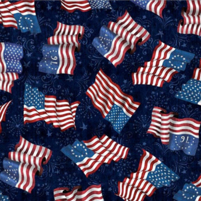 AMERICAN PRIDE BLUE/FLAGS - Quilter's Corner SD
