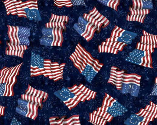 AMERICAN PRIDE BLUE/FLAGS - Quilter's Corner SD